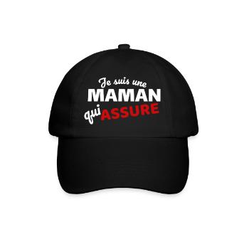 Maman qui Assure Zitat - Ausdruck Empowerment - Baseballkappe - Schwarz/Schwarz - Vorne