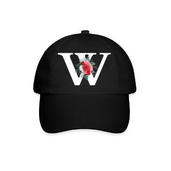 Letter w floral red - Baseball Cap - black/black - Front