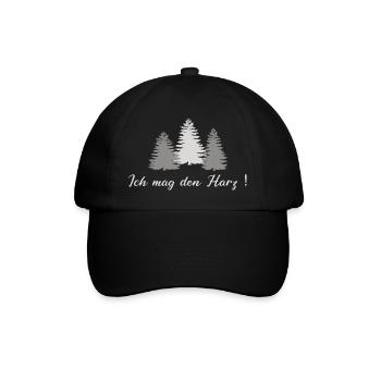 Ich mag den Harz -Tannen - Baseballkappe - Schwarz/Schwarz - Vorne