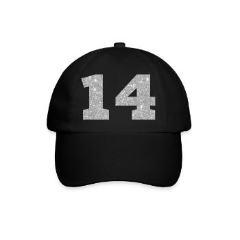 Numéro 14 paillettes argenté - 14e anniversaire - Casquette classique - noir/noir - Devant
