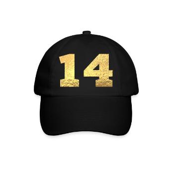 Numéro 14 paillettes doré - 14e anniversaire - Casquette classique - noir/noir - Devant