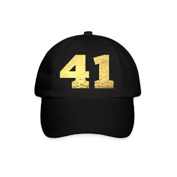 Numéro 41 paillettes doré - 41e anniversaire - Casquette classique - noir/noir - Devant