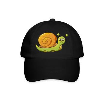 niedlich lächelnde Comic Schnecke - Baseballkappe - Schwarz/Schwarz - Vorne
