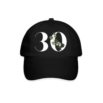Numéro 30 floral vert - 30e anniversaire floral - Casquette classique - noir/noir - Devant