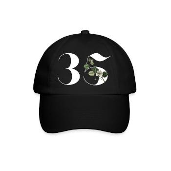 Numéro 35 floral vert - 35e anniversaire floral - Casquette classique - noir/noir - Devant