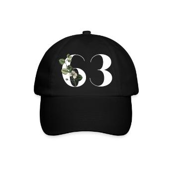Nummer 63 Blumengrün - 63. Blumengeburtstag - Baseballkappe - Schwarz/Schwarz - Vorne