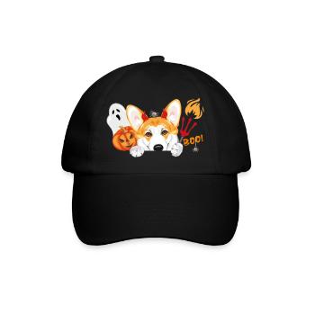 Spannender Corgi-Hund mit Halloween-Accessoires - Baseballkappe - Schwarz/Schwarz - Vorne