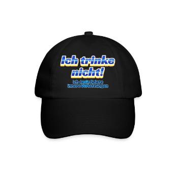 Ich trinke nicht – Ich desinfiziere innere Verletz - Baseballkappe - Schwarz/Schwarz - Vorne
