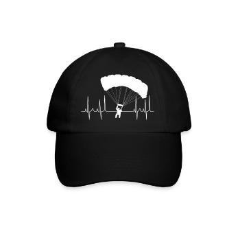 kardiogramm gleitschirm weiss - Baseballkappe - Schwarz/Schwarz - Vorne