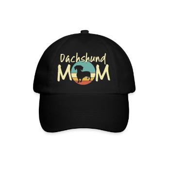 Dackel Mond Mutter Design - Baseballkappe - Schwarz/Schwarz - Vorne