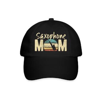Saxophon Mama Retro Vintage Marching Band Design - Baseballkappe - Schwarz/Schwarz - Vorne