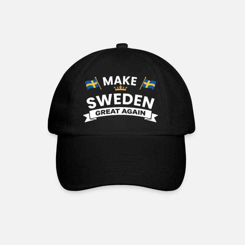 Mach Schweden wieder groß - Baseballkappe - Schwarz/Schwarz