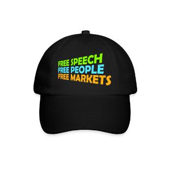 Free Speech Markets People Libertarian Freedom Logo - Baseball Cap - black/black - Front