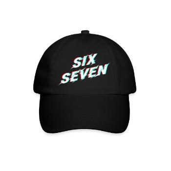 Six Seven 67 Meme Glitch Typography - Baseball Cap - black/black - Front