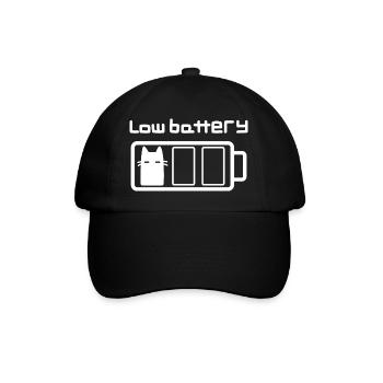 Low battery cat - Baseball Cap - black/black - Front