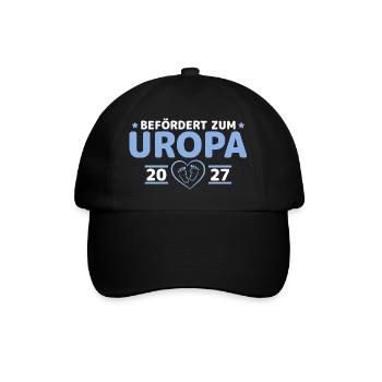 Befördert zum Uropa 2027 – Babyparty Geschenk - Baseballkappe - Schwarz/Schwarz - Vorne