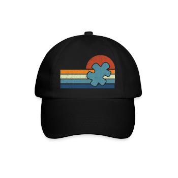 Vintage Autism Sunset - Baseballkappe - Schwarz/Schwarz - Vorne