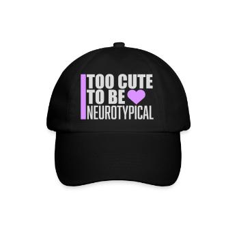 Too Cute To Be Neurotypical Lustig Autismus Logo - Baseballkappe - Schwarz/Schwarz - Vorne