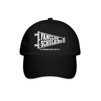 Fanclub Schulkind 2027 – Retro Wimpel Einschulung - Baseballkappe - Schwarz/Schwarz - Vorne
