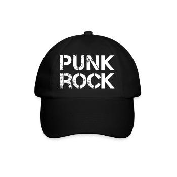 Punkrock Distressed Typografie - Baseballkappe - Schwarz/Schwarz - Vorne