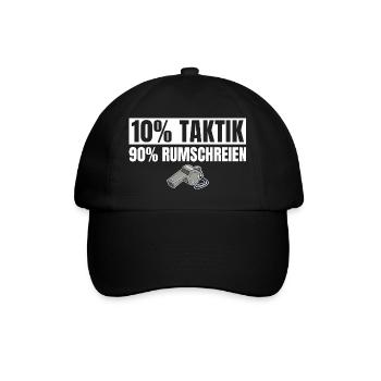 Fußballtrainer 10% Taktik 90% Rumschreien - Baseballkappe - Schwarz/Schwarz - Vorne