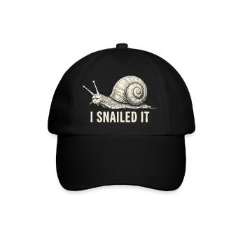 I Snailed It Cartoon Snail Tee - Baseball Cap - black/black - Front