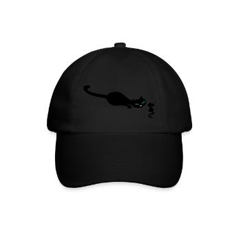 Cat retro uh mouse retro - Baseball Cap - black/black - Front