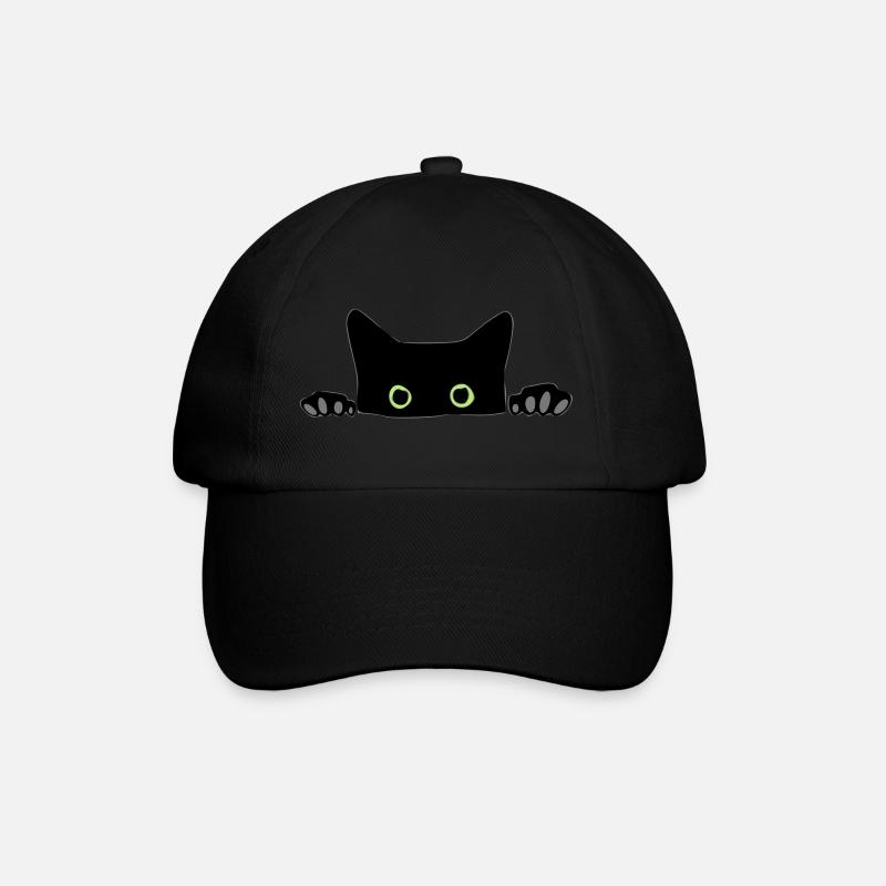cat - Baseball Cap - black/black