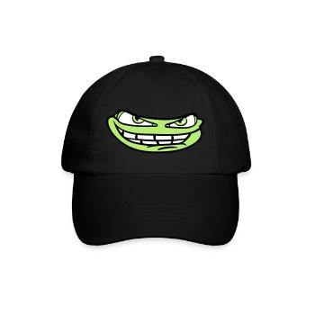 gesicht kopf boese meme grinsen lustig comic carto - Baseballkappe - Schwarz/Schwarz - Vorne
