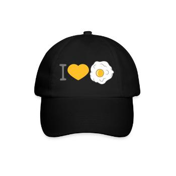 j'aime coeur amour oeuf au plat cuisiner frire nourriture oeuf - Casquette classique - noir/noir - Devant
