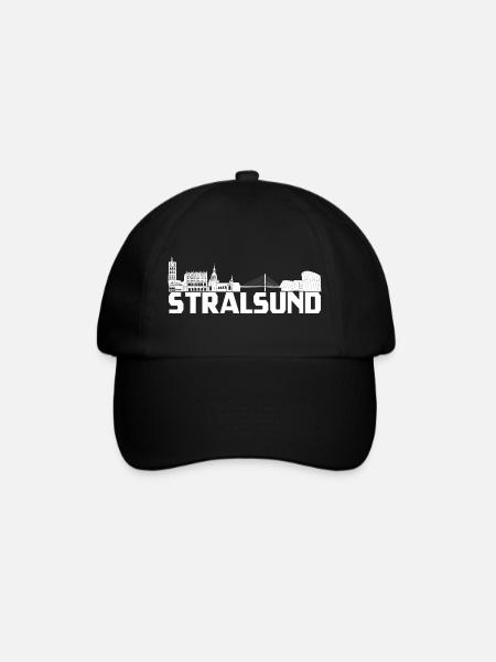 Hansestadt Stralsund Silhouette Skyline Ozeaneum W - Baseballkappe - Schwarz/Schwarz
