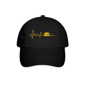 Fast Food Heartbeat Cheeseburger Burger Food - Baseball Cap - black/black - Front