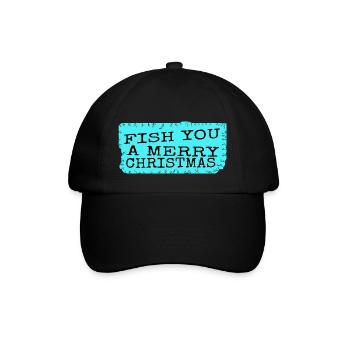 Bass Fishing Funny Animals Christmas Vacation - Baseball Cap - black/black - Front