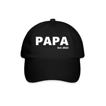 Endlich Vater - Geburt u.stolzer Vater 2023 - Papa - Baseballkappe - Schwarz/Schwarz - Vorne