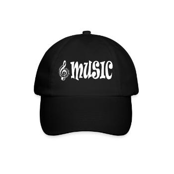Musique - Style typographique classique rétro - Casquette classique - noir/noir - Devant