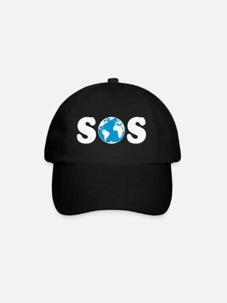 SOS – Dag van de Aarde / Klimaatverandering (W / 2C / SVG) - Baseballcap - zwart/zwart