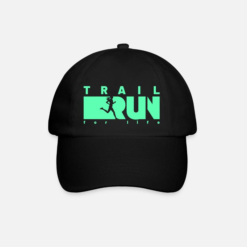 TRAIL RUN for life - Baseballkappe - Schwarz/Schwarz