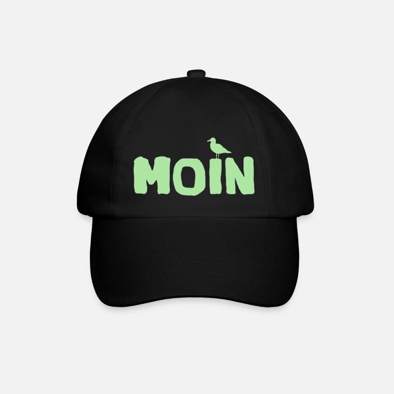 Moin die Möwe - Shirt Geschenkidee - Baseballkappe - Schwarz/Schwarz