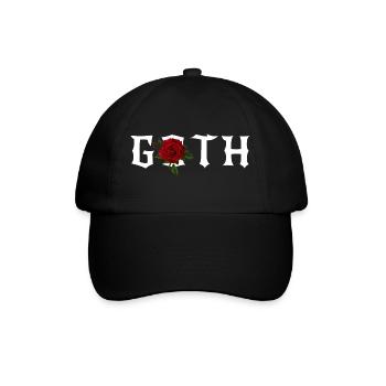 Gothic, Gothic-Thema mit roter Rose - Baseballkappe - Schwarz/Schwarz - Vorne