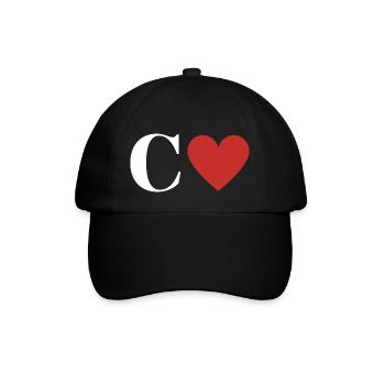 Letter c red heart - Baseball Cap - black/black - Front