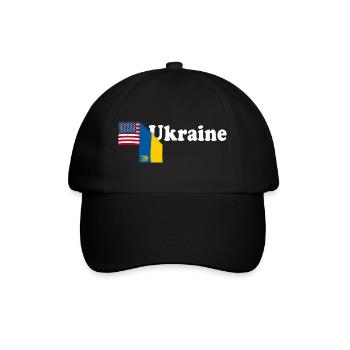 Vintage Amerikanische Ukrainische Flaggen USA Ukraine - Baseballkappe - Schwarz/Schwarz - Vorne