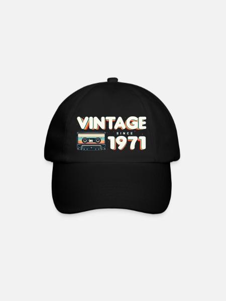 Retro Vintage 1971 Nostalgischer Geburtstag Männer Frauen - Baseballkappe - Schwarz/Schwarz