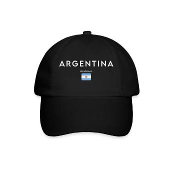 Flagge von Argentinien, Argentinischer Stolz - Baseballkappe - Schwarz/Schwarz - Vorne