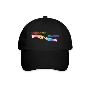 Solidarität gewinnt Pride T-Shirt Regenbogen - Baseballkappe - Schwarz/Schwarz - Vorne