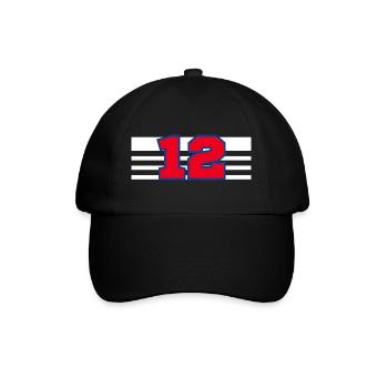 Nummer 12 Frankreich - Baseballkappe - Schwarz/Schwarz - Vorne