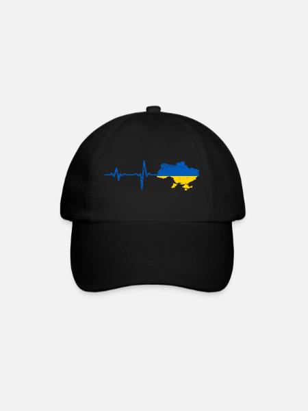 Heartbeat Ukraine Geschenk - Baseballkappe - Schwarz/Schwarz