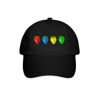 Bunte Erdbeeren - Baseballkappe - Schwarz/Schwarz - Vorne