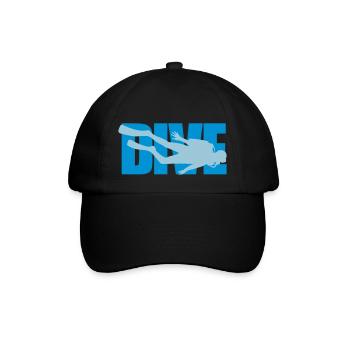 text dive logo sport diver fun club under - Baseball Cap - black/black - Front