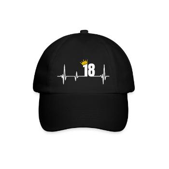 18. Geburtstag 18 Jahre Jubiläum Herzschlag Krone - Baseballkappe - Schwarz/Schwarz - Vorne
