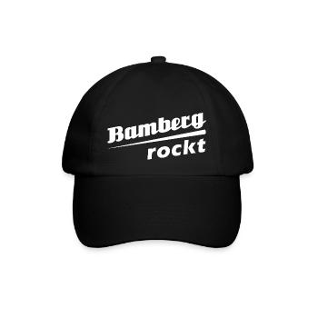Bamberg rockt - Textdesign mit Stadtnamen - Baseballkappe - Schwarz/Schwarz - Vorne